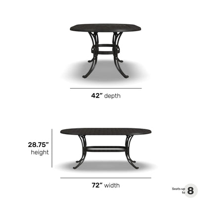 Sanibel Bronze Aluminum 7- Piece Outdoor Dining Set with 72 Oval Dining Table and Six Armchairs by Homestyles