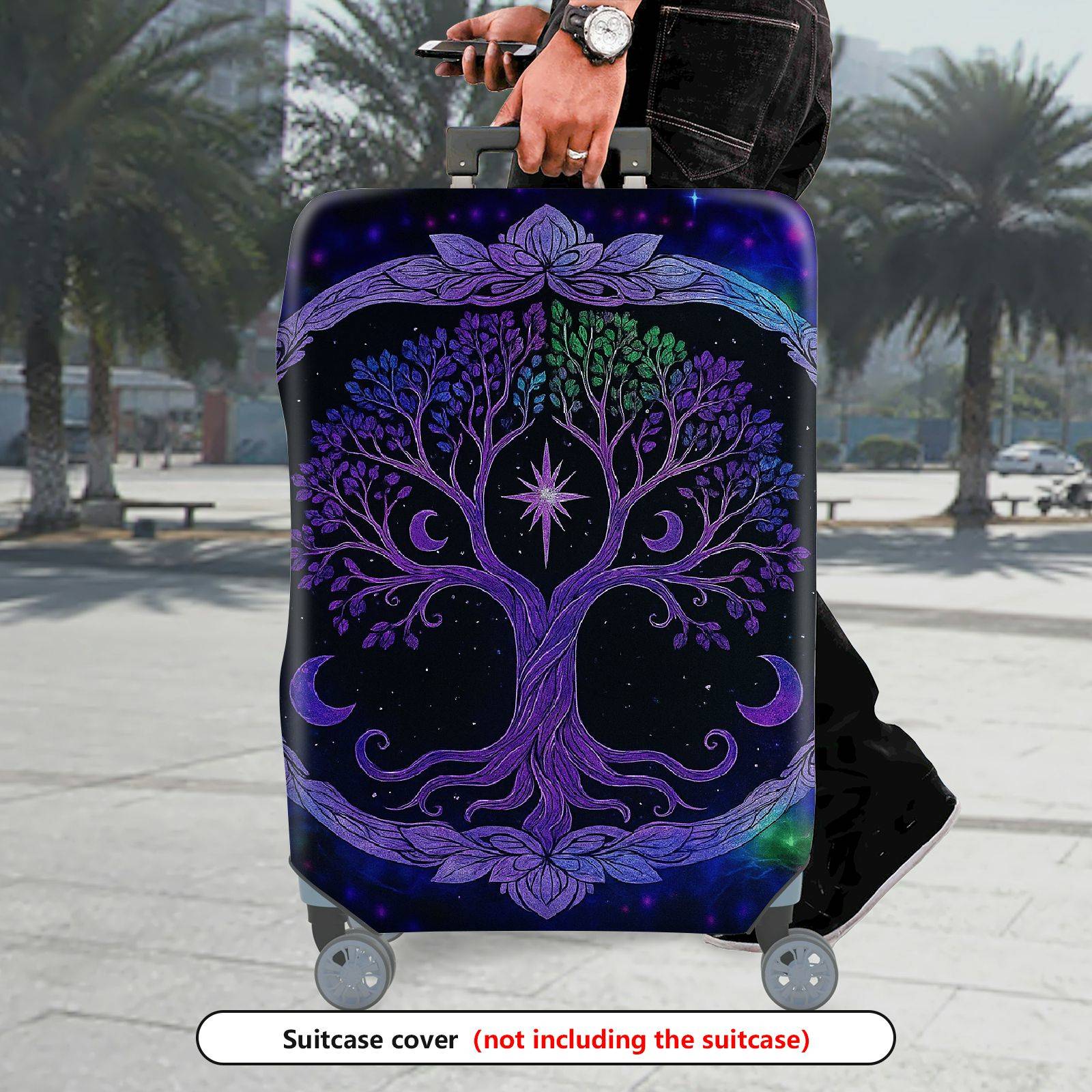 1-Piece Cosmic Night Moon Stars Tree  Suitcase Luggage Cover, Stretch Protective Sleeve