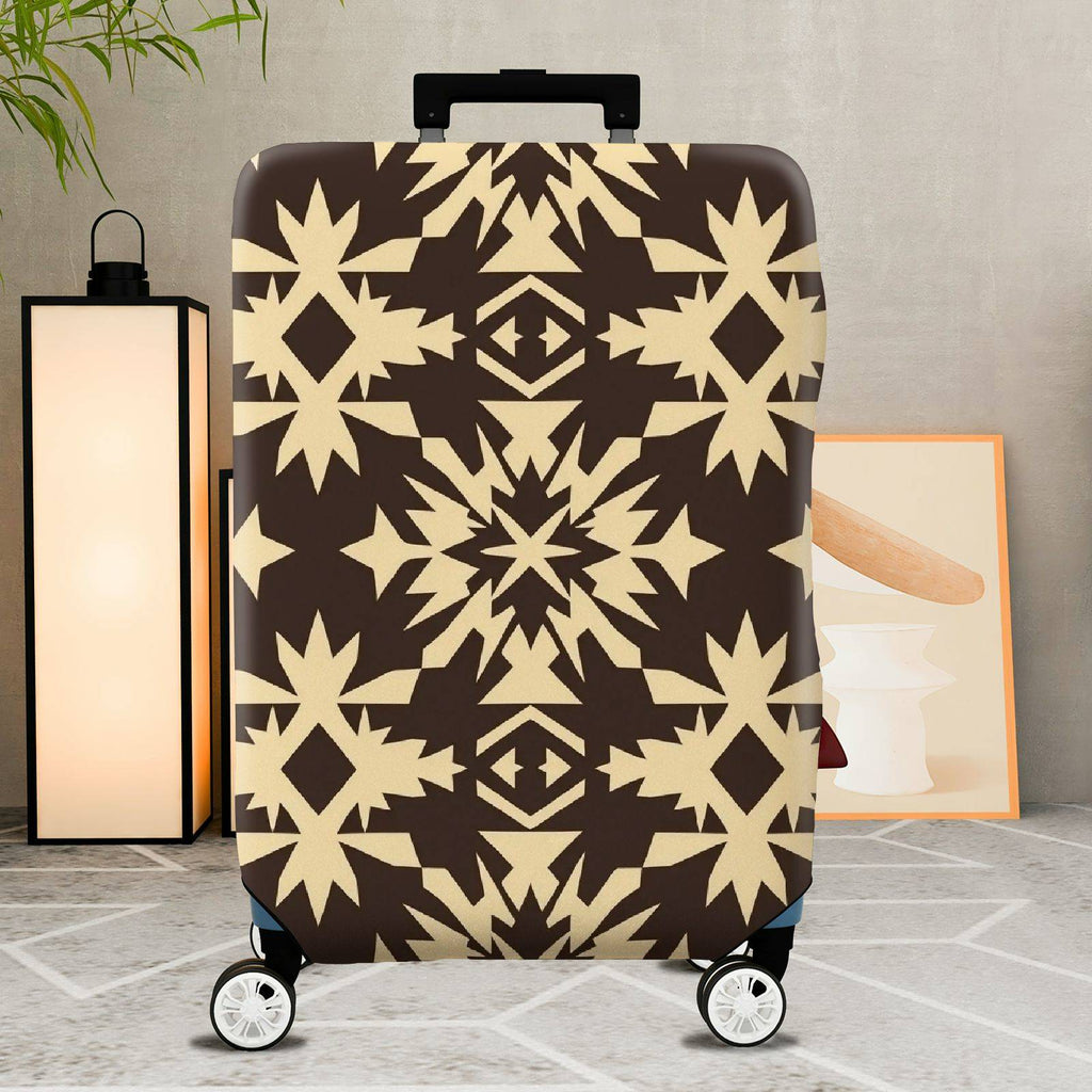 1-Piece Geometric Star Pattern Brown Cream Stylish Chic Modern  Suitcase Luggage Cover, Stretch Protective Sleeve