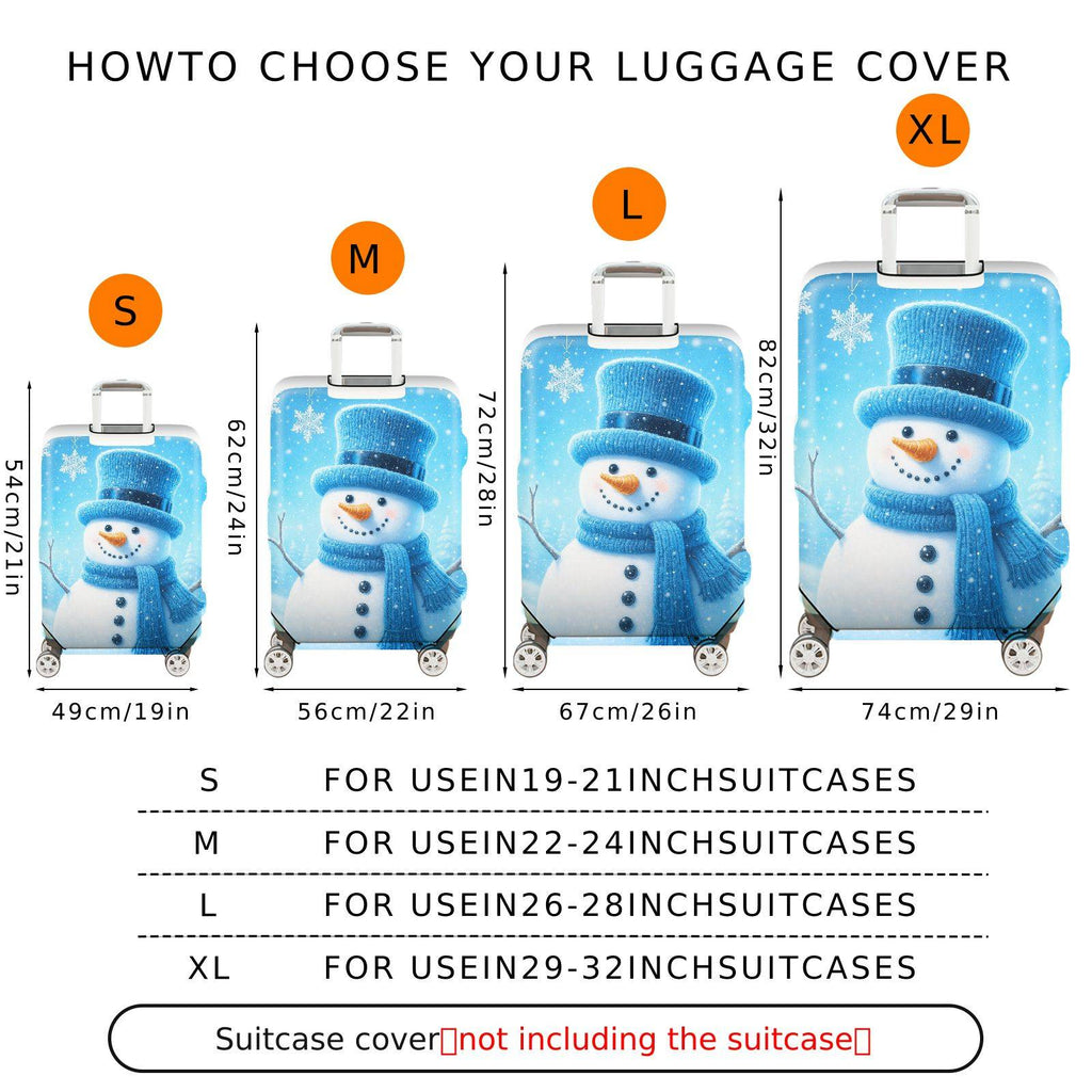 1-Piece Snowman Winter Christmas Holiday Fun Travel  Suitcase Luggage Cover, Stretch Protective Sleeve