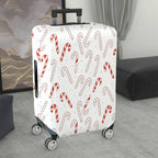 1-Piece Christmas Candy Cane Holiday Snow Festive  Suitcase Luggage Cover, Stretch Protective Sleeve