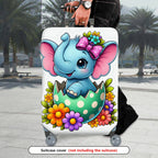 1-Piece Cute Elephant Floral Egg Bow  Suitcase Luggage Cover, Stretch Protective Sleeve