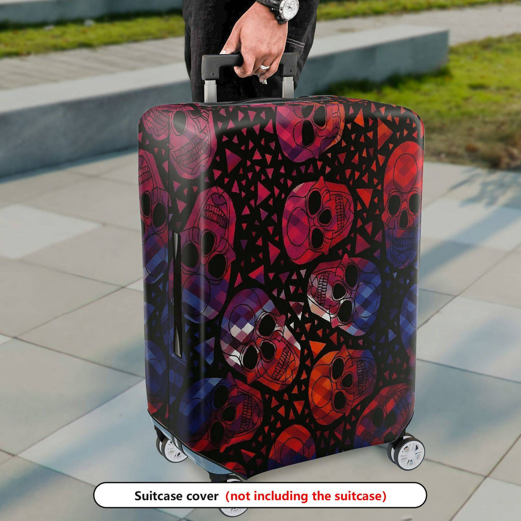 1-Piece Skull Pattern Abstract Geometric Colorful Halloween  Suitcase Luggage Cover, Stretch Protective Sleeve
