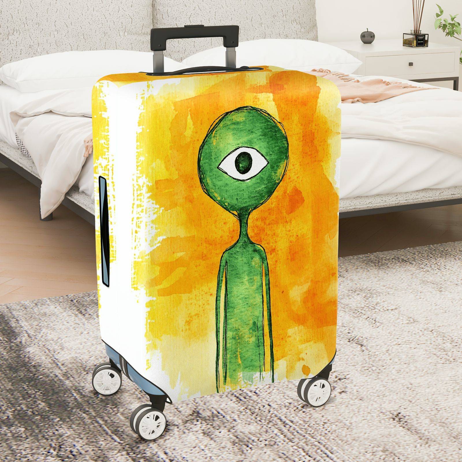 1-Piece Abstract Alien Art Unique Colorful Eye Catching Creative Luggage  Suitcase Luggage Cover, Stretch Protective Sleeve