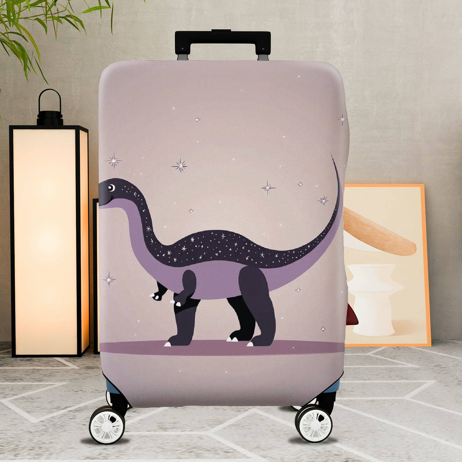 1-Piece Dinosaur Starry Gray Purple Galaxy Magic Cosmic  Suitcase Luggage Cover, Stretch Protective Sleeve