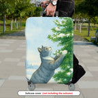 1-Piece Cat Winter Snow Christmas Tree Holiday  Suitcase Luggage Cover, Stretch Protective Sleeve