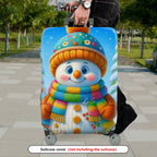 1-Piece Snowman Winter Holiday Colorful Cute Fun  Suitcase Luggage Cover, Stretch Protective Sleeve