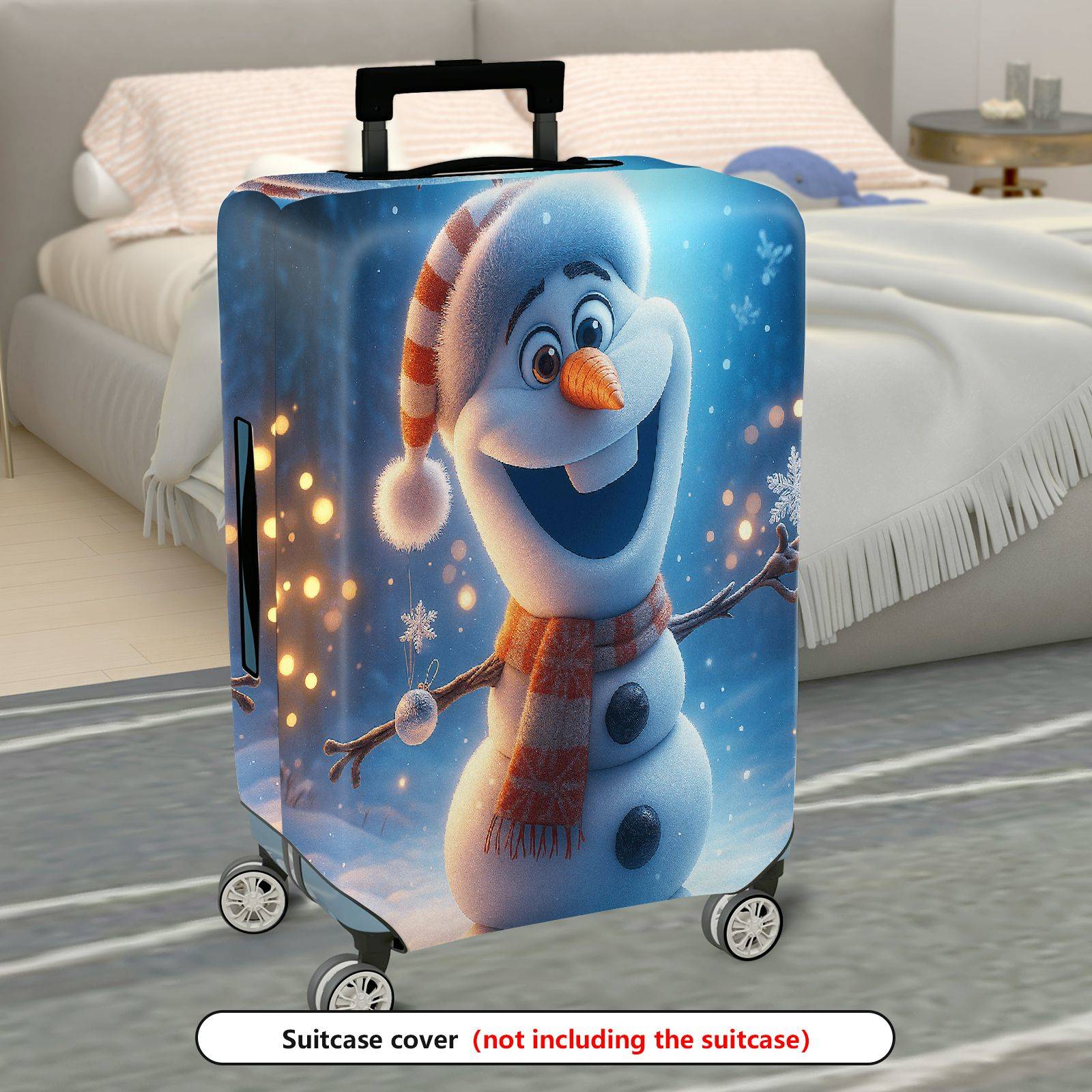 1-Piece Funny Snowman  Winter Holiday Christmas  Suitcase Luggage Cover, Stretch Protective Sleeve