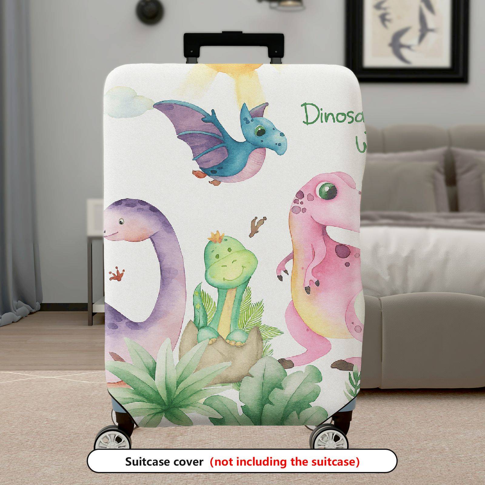 1-Piece Colorful Dinosaur Plant Animal Cute  Suitcase Luggage Cover, Stretch Protective Sleeve