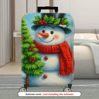 1-Piece Snowman Christmas Holiday Winter Festive  Suitcase Luggage Cover, Stretch Protective Sleeve