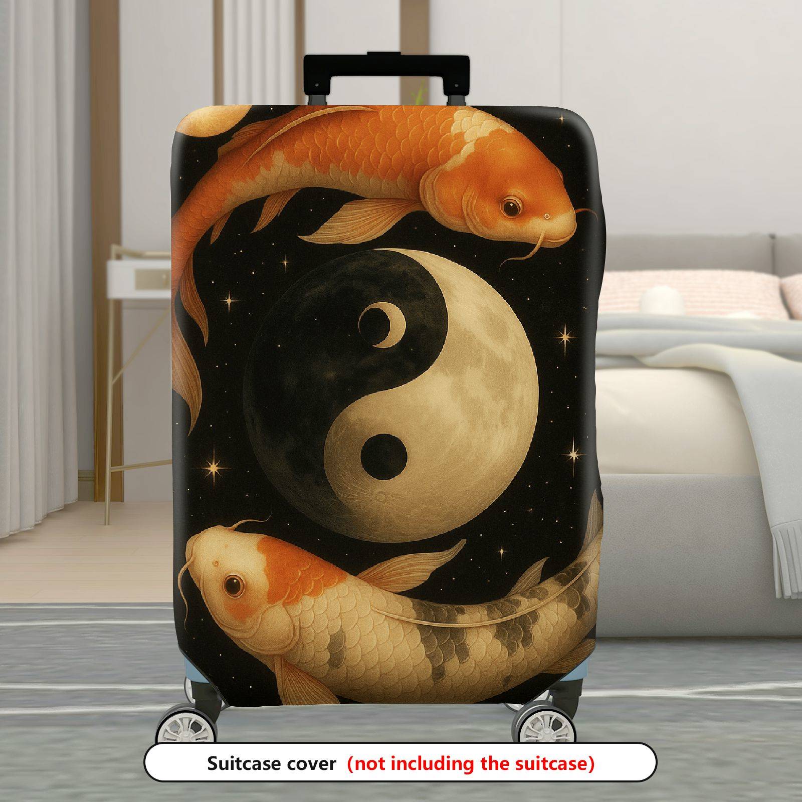 1-Piece Koi Fish Yin Yang Cosmic Starry Artistic  Suitcase Luggage Cover, Stretch Protective Sleeve
