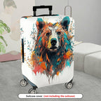 1-Piece Abstract Artistic Bear Nature Colorful Stylish  Suitcase Luggage Cover, Stretch Protective Sleeve