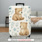 1-Piece Cute Bear Floral Nature Artistic Animal  Suitcase Luggage Cover, Stretch Protective Sleeve