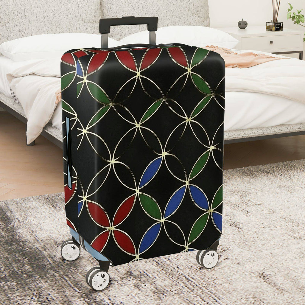 1-Piece Geometric Modern Chic Multicolor Artistic Black  Suitcase Luggage Cover, Stretch Protective Sleeve