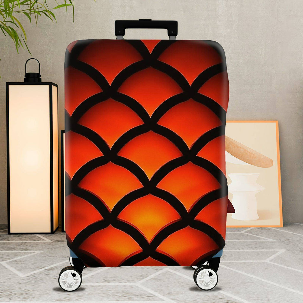 1-Piece Orange Black Geometric Abstract Modern Bold  Suitcase Luggage Cover, Stretch Protective Sleeve