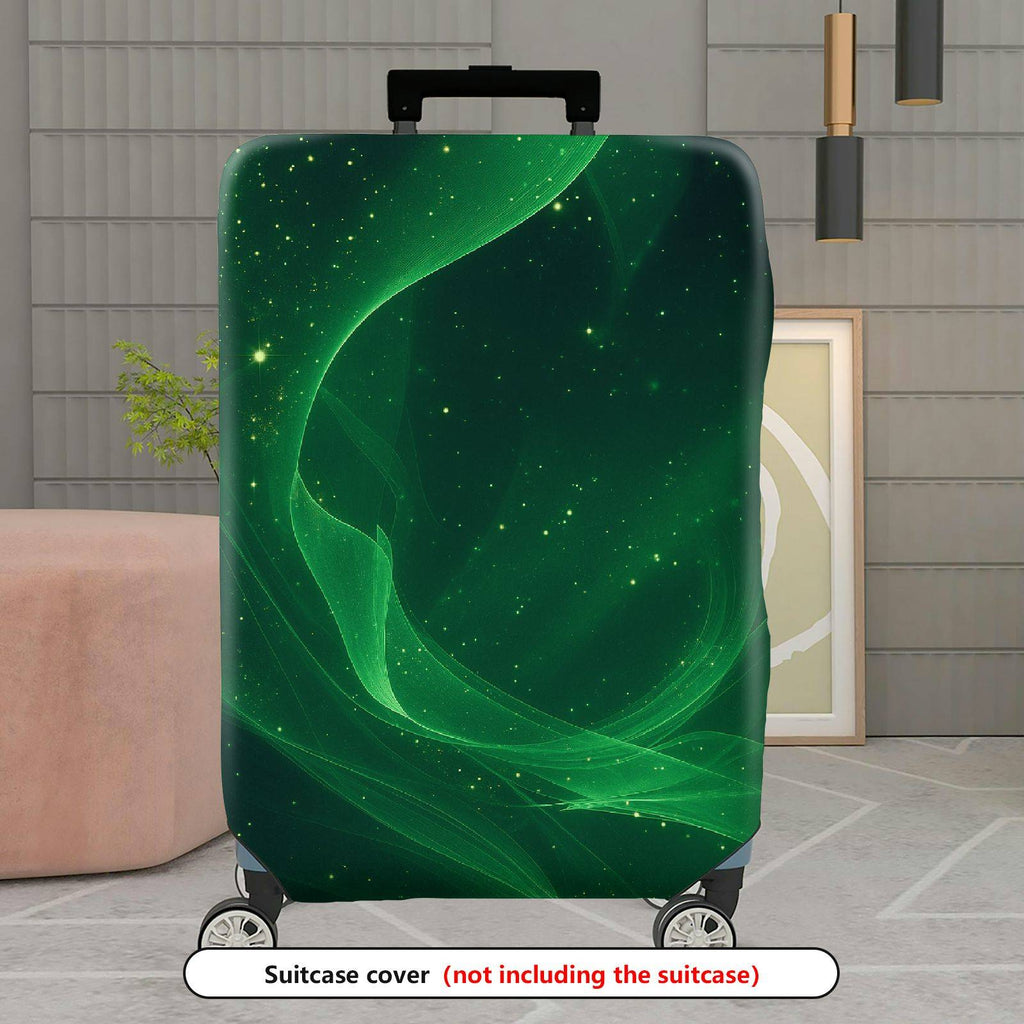 1-Piece Green Aurora Starry Night Cosmic Glow Universe  Suitcase Luggage Cover, Stretch Protective Sleeve