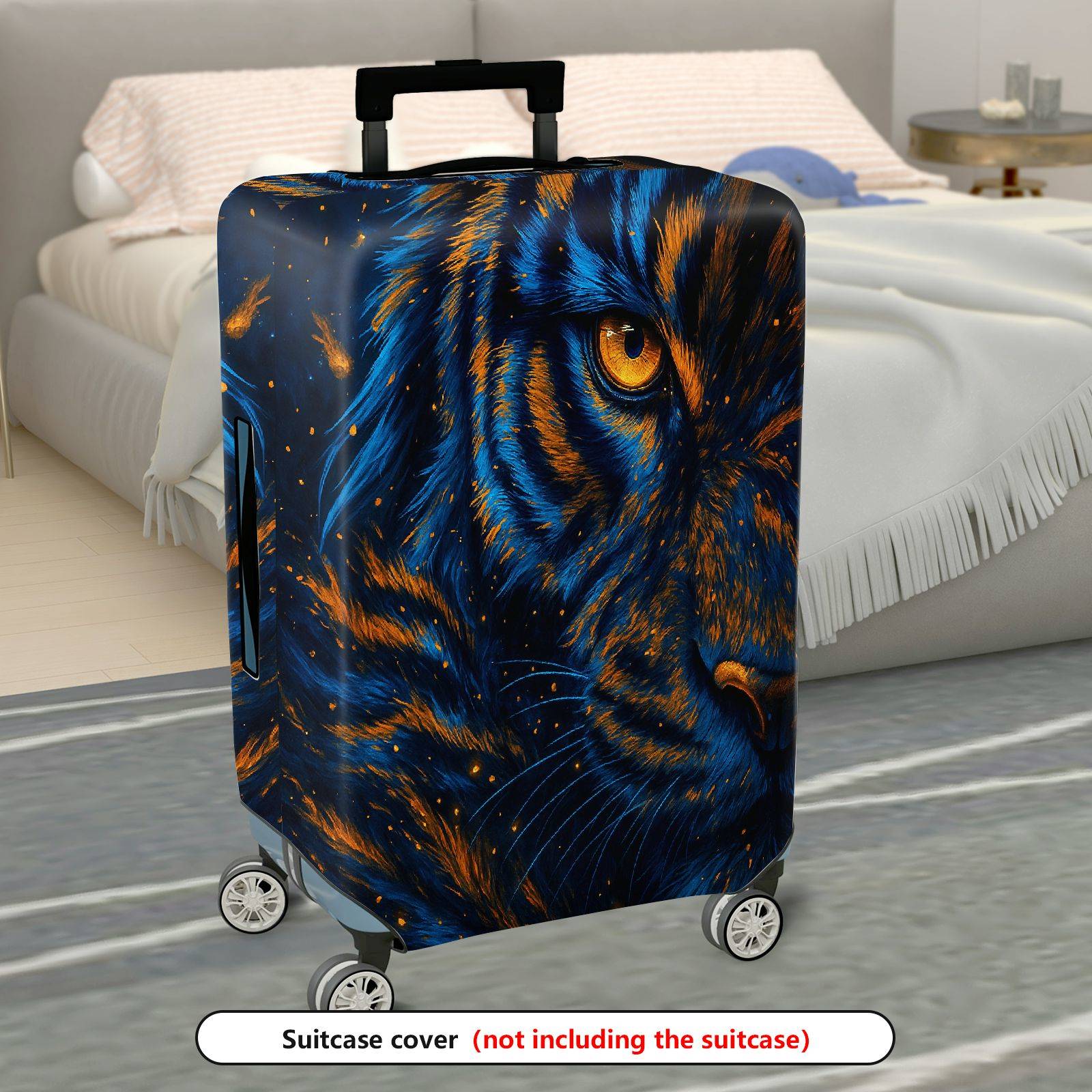 1-Piece Wild Animal Tiger Eye Art Cosmic Night  Suitcase Luggage Cover, Stretch Protective Sleeve