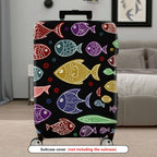 1-Piece Colorful Fish Pattern Ocean  Artistic Vibrant  Suitcase Luggage Cover, Stretch Protective Sleeve