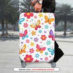 1-Piece Colorful Floral Butterfly Heart Travel Holiday Vibrant  Suitcase Luggage Cover, Stretch Protective Sleeve