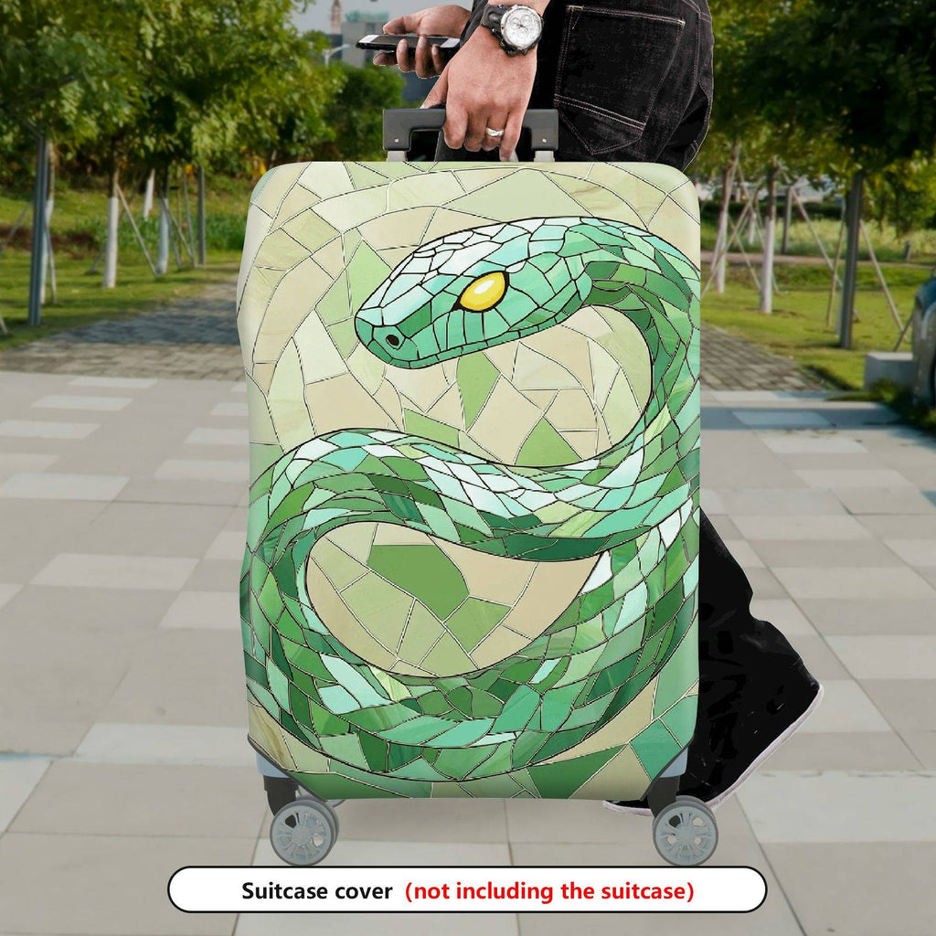 1-Piece Geometric Snake Mosaic Pattern Artistic Stylish Unique  Suitcase Luggage Cover, Stretch Protective Sleeve