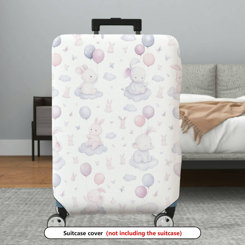 1-Piece Cute Rabbit Balloon Cloud Pastel Travel  Suitcase Luggage Cover, Stretch Protective Sleeve