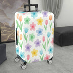 1-Piece Floral Colorful Spring Flower Tulip Pastel  Suitcase Luggage Cover, Stretch Protective Sleeve