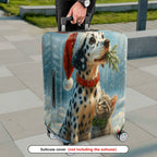 1-Piece Dalmatian Winter Cat Christmas Holiday Animal  Suitcase Luggage Cover, Stretch Protective Sleeve