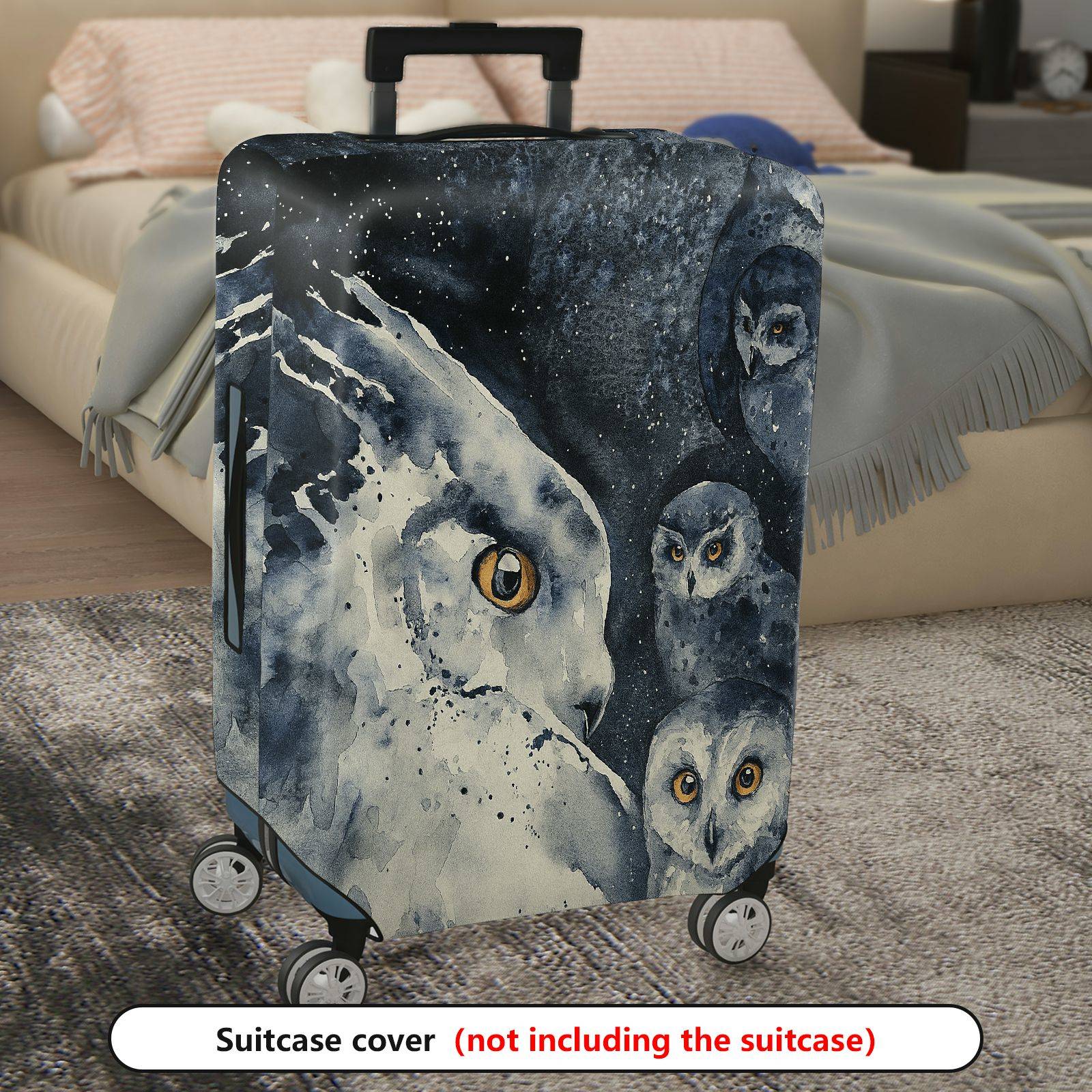 1-Piece Owl Starry Night Cosmic Wildlife Art  Suitcase Luggage Cover, Stretch Protective Sleeve