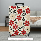 1-Piece Floral Plant Leaf Red Beige Black  Suitcase Luggage Cover, Stretch Protective Sleeve