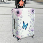 1-Piece Floral Butterfly Pastel Elegant Nature Artistic  Suitcase Luggage Cover, Stretch Protective Sleeve