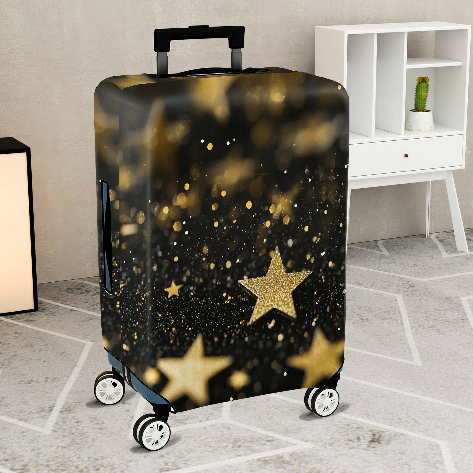 1-Piece Glitter Starry Night Sky Galaxy Cosmic Universe  Suitcase Luggage Cover, Stretch Protective Sleeve