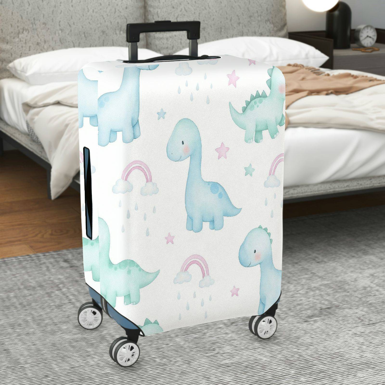 1-Piece Cute  Dinosaur Rainbow Star Cloud  Suitcase Luggage Cover, Stretch Protective Sleeve