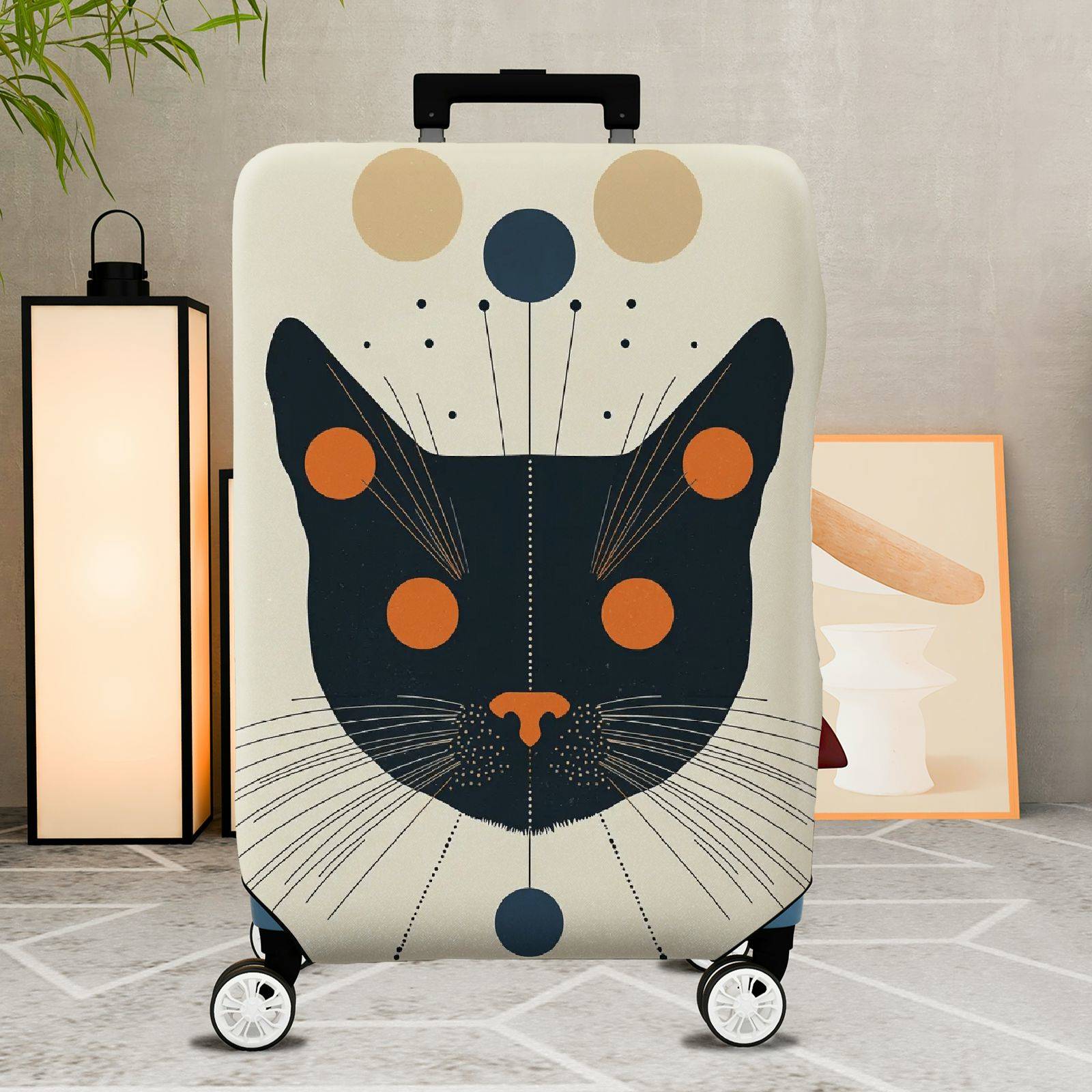 1-Piece Abstract Artistic Cat Pattern Colorful Travel Style Creative Modern  Suitcase Luggage Cover, Stretch Protective Sleeve