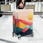 1-Piece Sunset Mountain Geometric Abstract Colorful Landscape  Suitcase Luggage Cover, Stretch Protective Sleeve