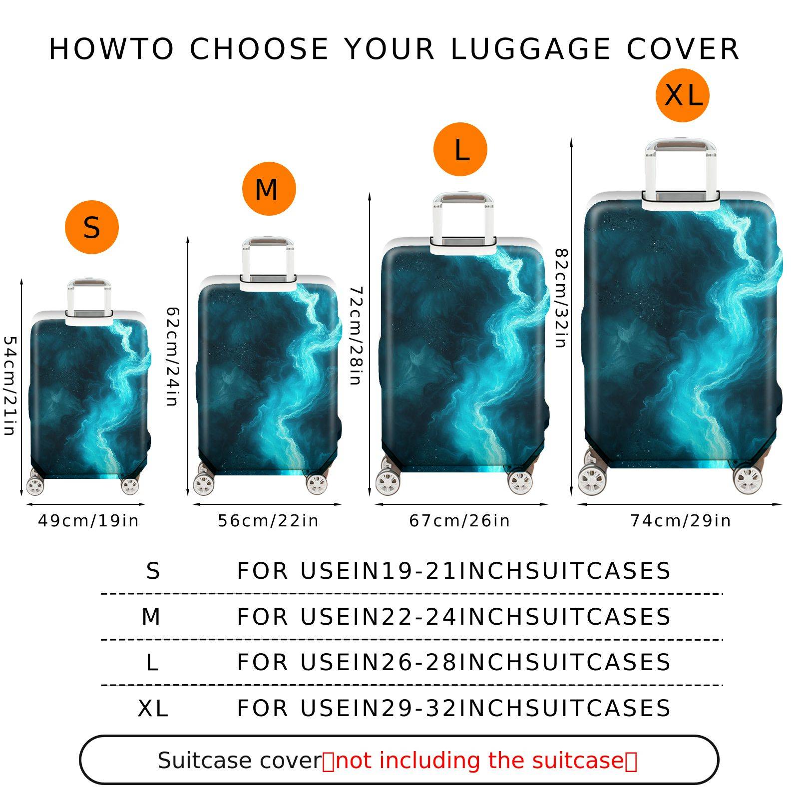 1-Piece Cosmic Mystic Nebula Abstract Artistic Starry  Suitcase Luggage Cover, Stretch Protective Sleeve
