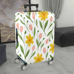 1-Piece Floral Tulip Daisy Spring Vacation  Suitcase Luggage Cover, Stretch Protective Sleeve