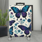 1-Piece Butterfly Floral Blue Purple Artistic Elegant Stylish  Suitcase Luggage Cover, Stretch Protective Sleeve