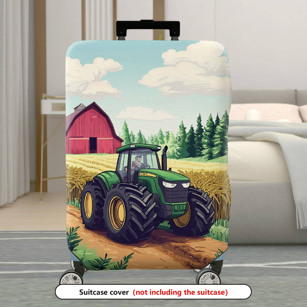 1-Piece Farm Tractor Barn Field Countryside Landscape  Suitcase Luggage Cover, Stretch Protective Sleeve
