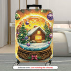 1-Piece Snow Globe Christmas Cabin Holiday Festive Winter  Suitcase Luggage Cover, Stretch Protective Sleeve