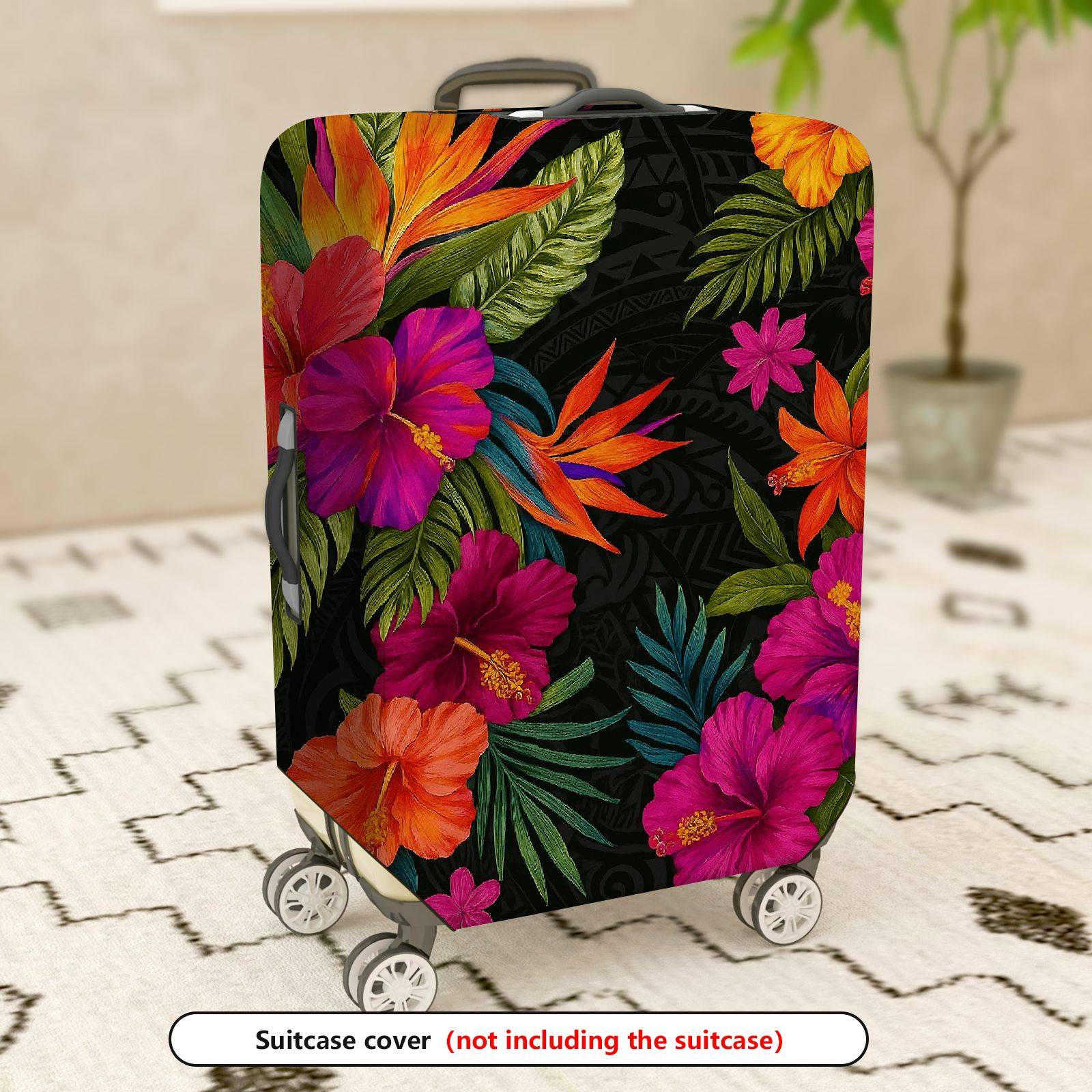 1-Piece A tropical floral jacket for jungle natural plants theme, suitable for business, travel,  Suitcase Luggage Cover, Stretch Protective Sleeve