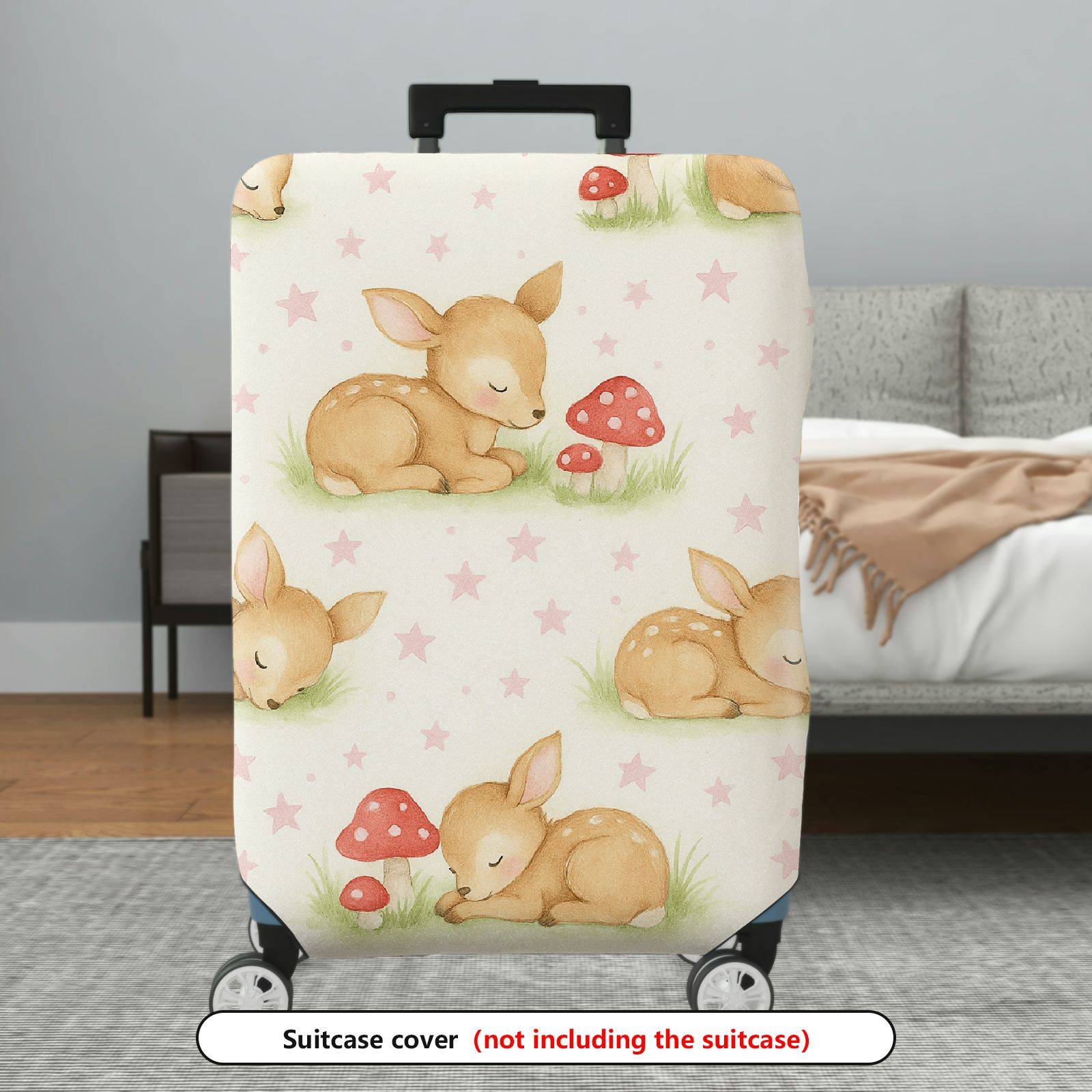 1-Piece Cute Deer Mushroom Star Grass Pastoral  Suitcase Luggage Cover, Stretch Protective Sleeve