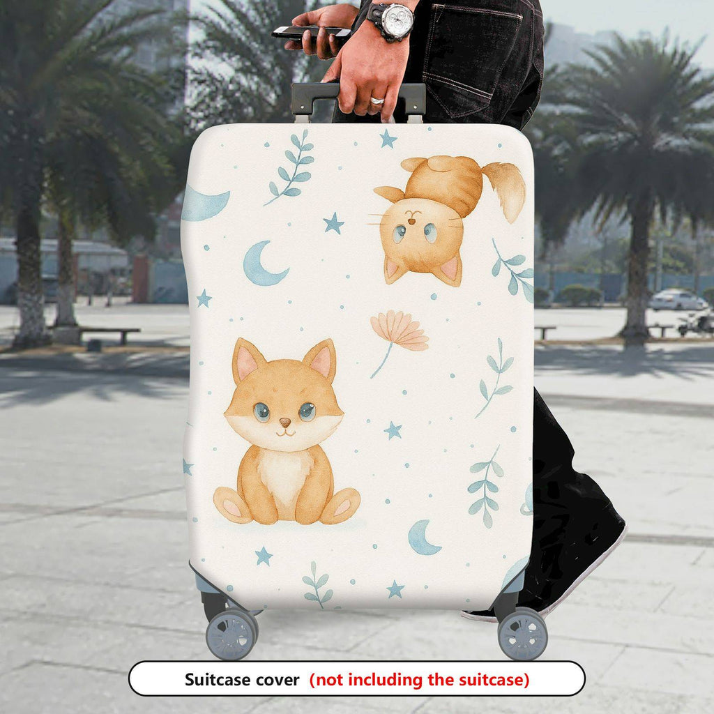 1-Piece Cute Fox Star Moon Floral Sky  Suitcase Luggage Cover, Stretch Protective Sleeve
