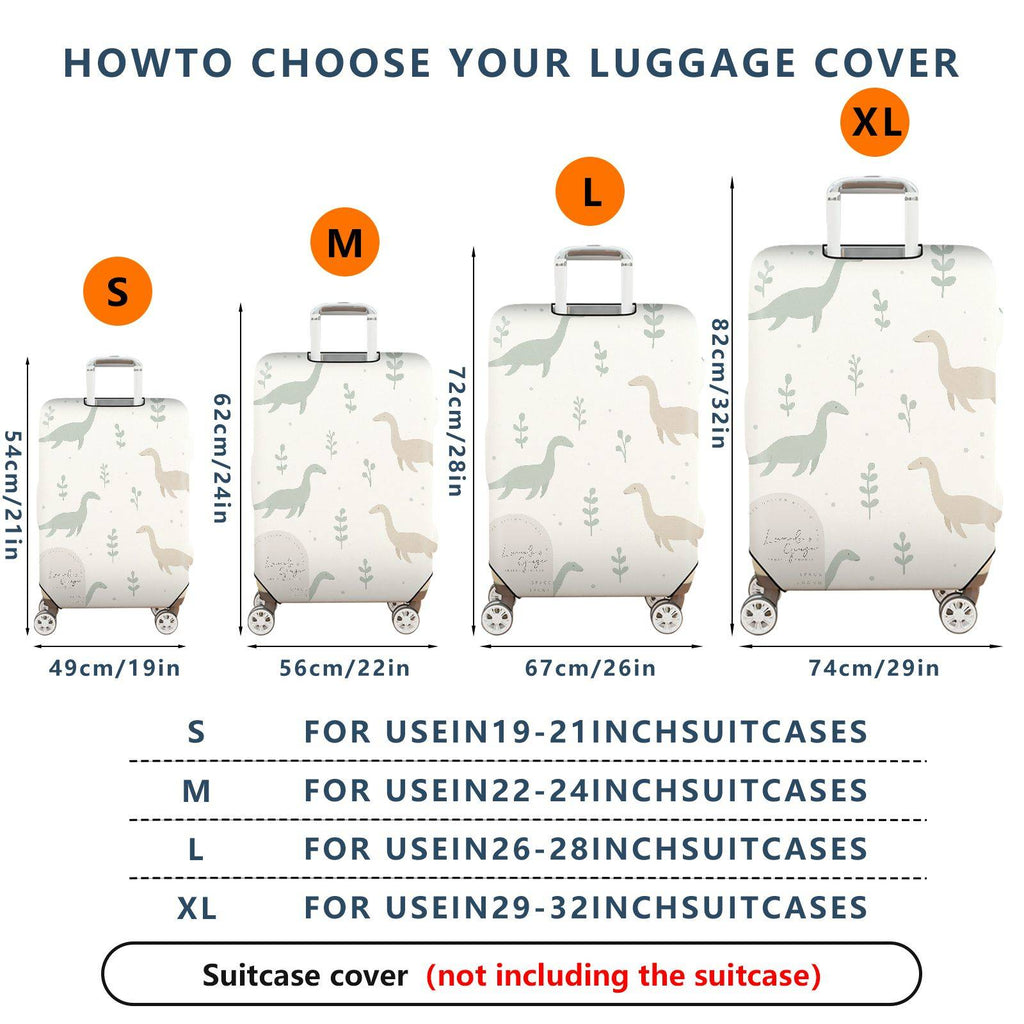1-Piece Dinosaur Plant Nature Minimalist Cute Printed  Suitcase Luggage Cover, Stretch Protective Sleeve
