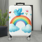 1-Piece Cute Rainbow Bird Clouds Flowers Ladybug  Suitcase Luggage Cover, Stretch Protective Sleeve