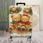 1-Piece Christmas Teddy Bear Snow Winter Holiday  Suitcase Luggage Cover, Stretch Protective Sleeve
