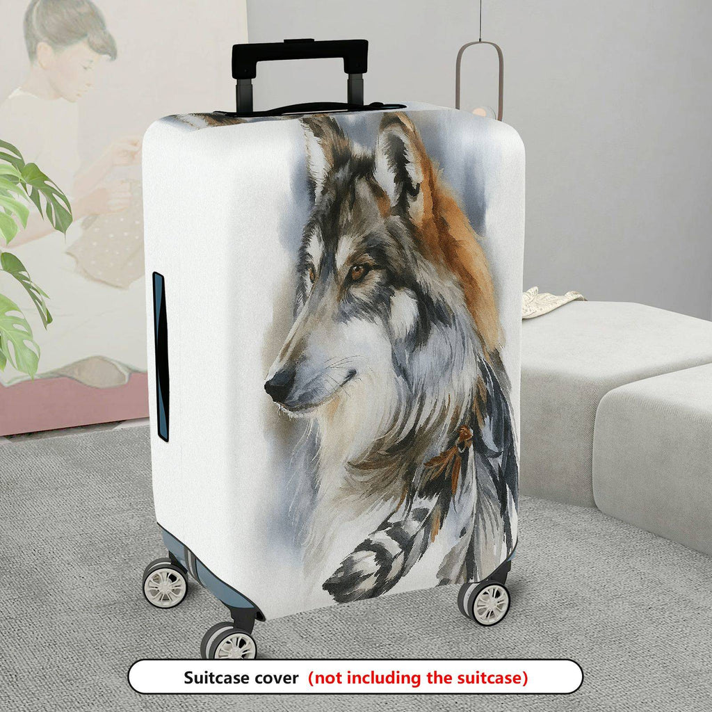 1-Piece Artistic Wolf Feather Pattern  Suitcase Luggage Cover, Stretch Protective Sleeve