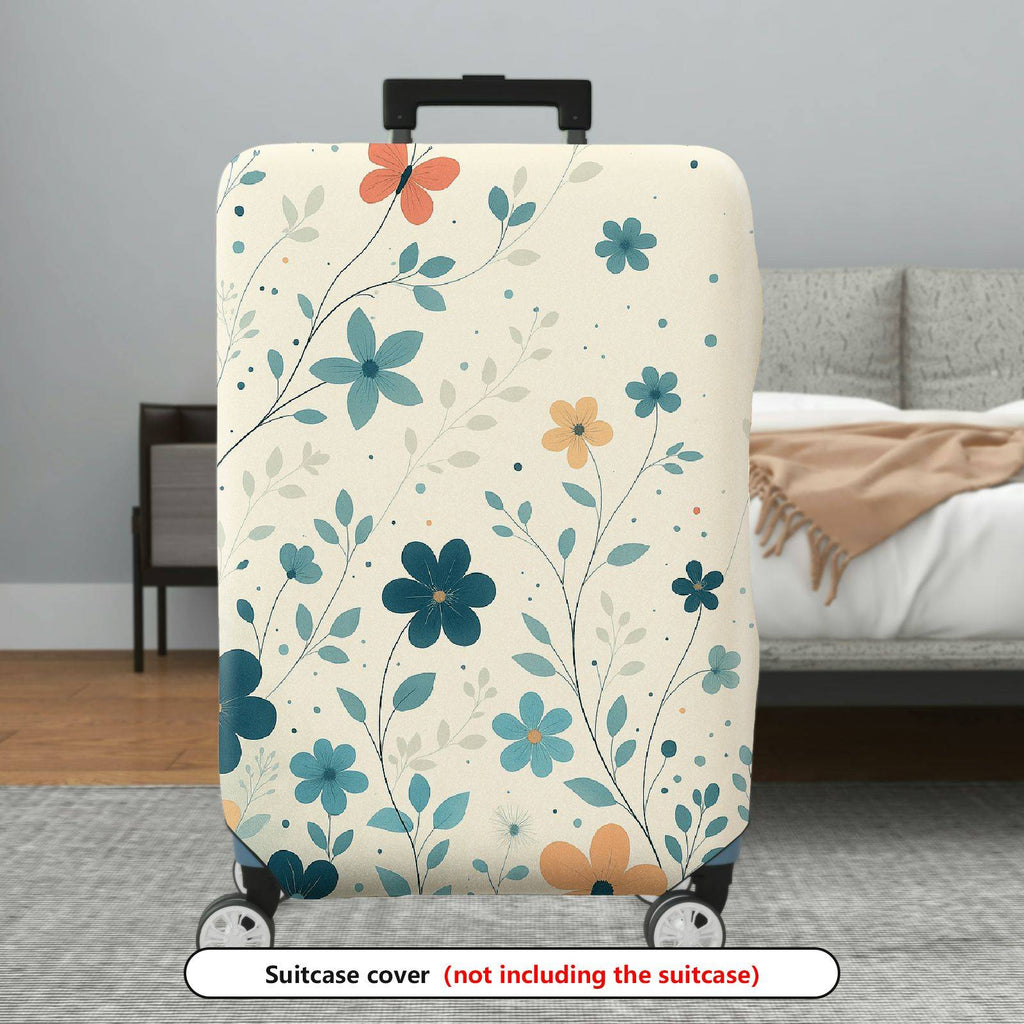 1-Piece Floral Leaf Pattern Decorative Travel  Suitcase Luggage Cover, Stretch Protective Sleeve
