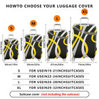 1-Piece Abstract Modern Geometric Artistic Black Yellow Gray  Suitcase Luggage Cover, Stretch Protective Sleeve