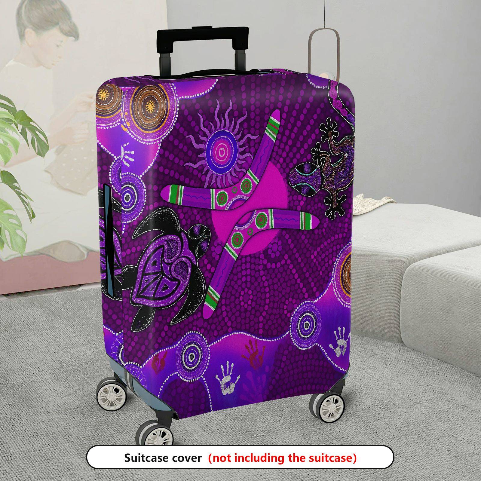 1-Piece Abstract Tribal Animal Boomerang Geometric Art  Suitcase Luggage Cover, Stretch Protective Sleeve