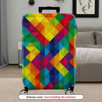 1-Piece Colorful Geometric Diamond Pattern Luggage  Suitcase Luggage Cover, Stretch Protective Sleeve